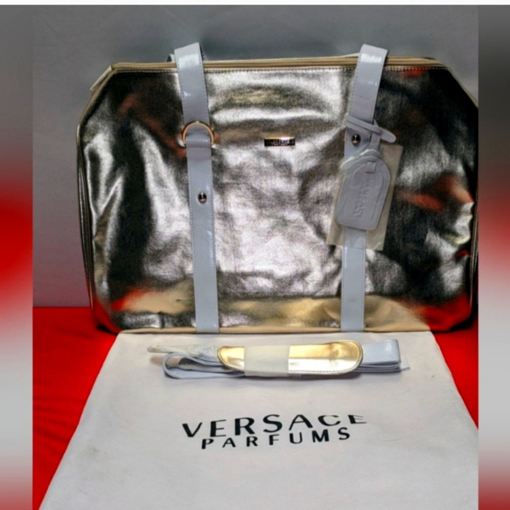 NWT Versace Metallic Gold and White Tote Bag - Dustbag Included!